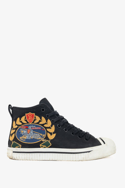 Burberry Kingly Big C Black Embroidered High-Top Lace-Up Sneakers