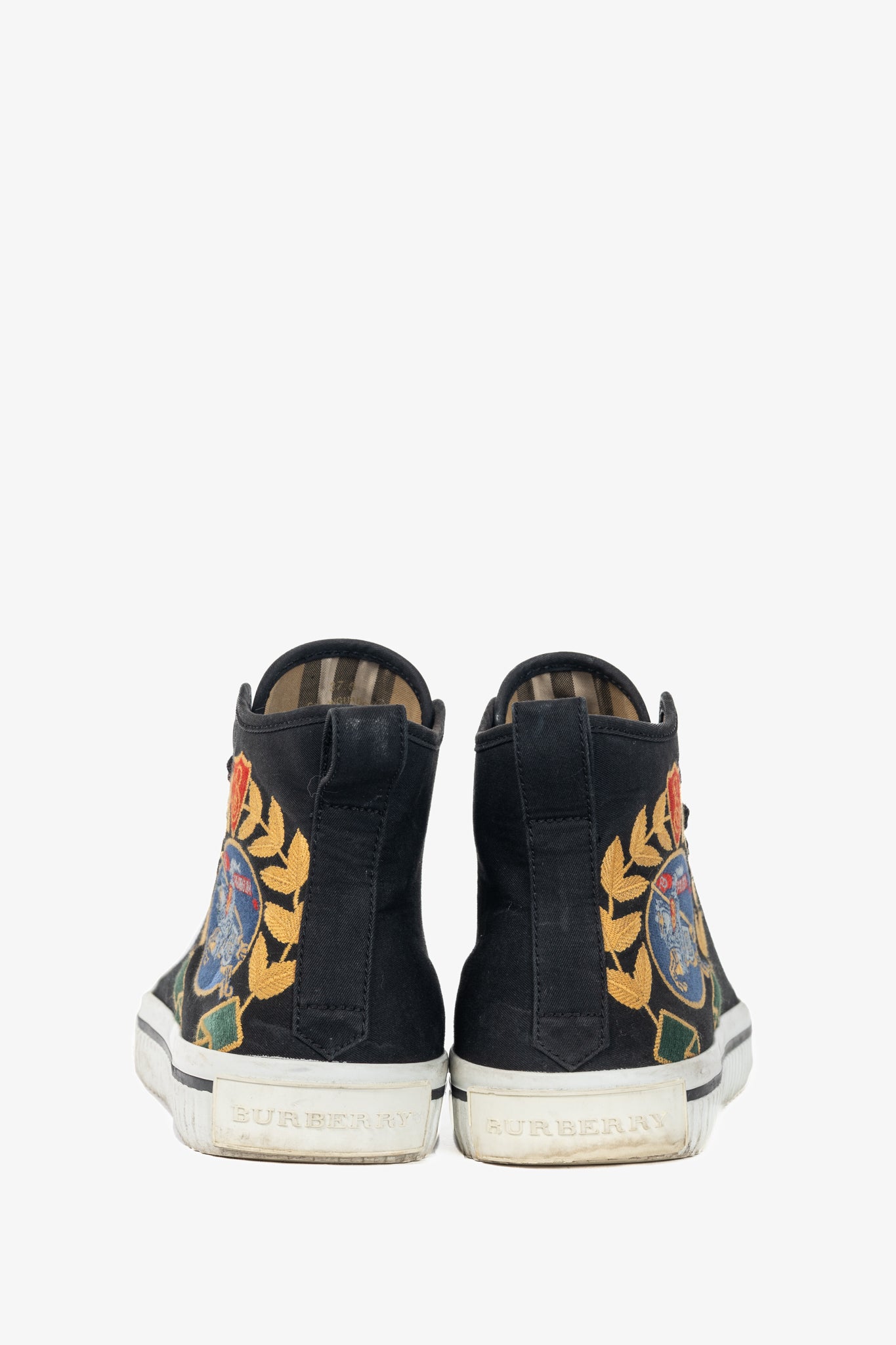 Burberry Kingly Big C Black Embroidered High-Top Lace-Up Sneakers