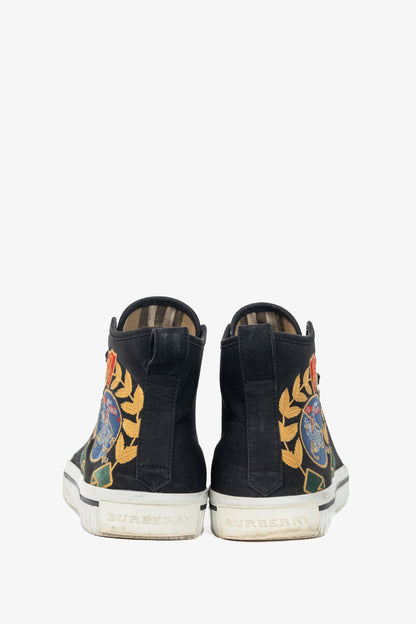 Burberry Kingly Big C Black Embroidered High-Top Lace-Up Sneakers