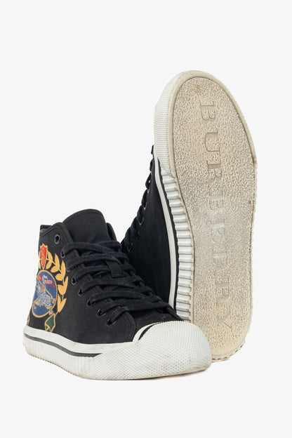Burberry Kingly Big C Black Embroidered High-Top Lace-Up Sneakers