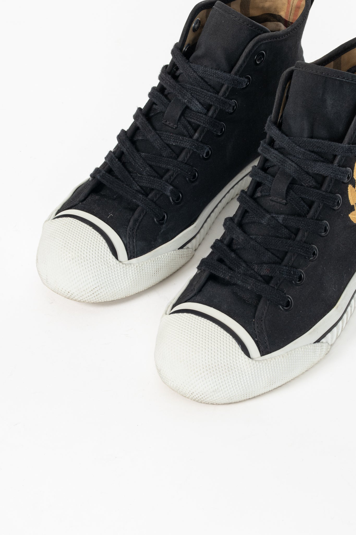 Burberry Kingly Big C Black Embroidered High-Top Lace-Up Sneakers