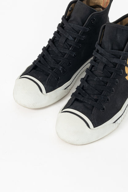 Burberry Kingly Big C Black Embroidered High-Top Lace-Up Sneakers