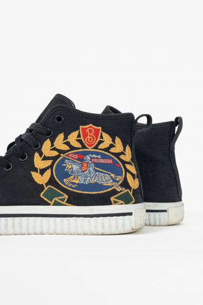 Burberry Kingly Big C Black Embroidered High-Top Lace-Up Sneakers