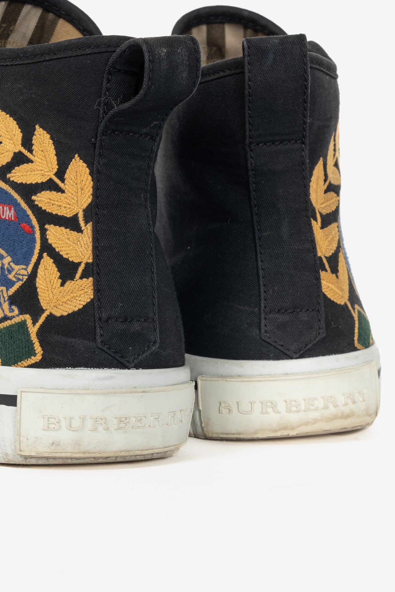 Burberry Kingly Big C Black Embroidered High-Top Lace-Up Sneakers