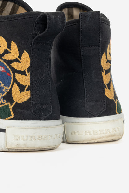 Burberry Kingly Big C Black Embroidered High-Top Lace-Up Sneakers