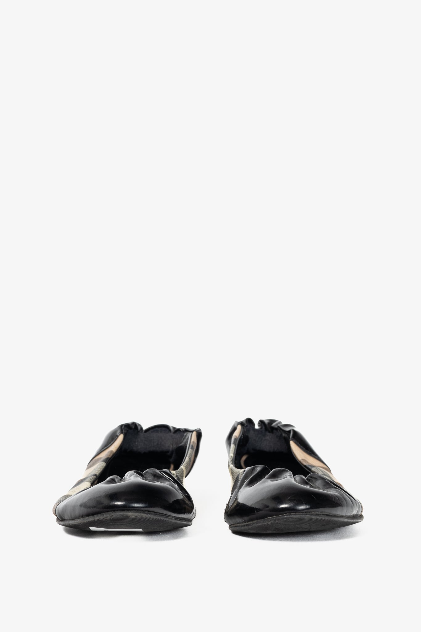 Burberry Nova Soft Check Coated Canvas & Patent Leather Ballet Flats