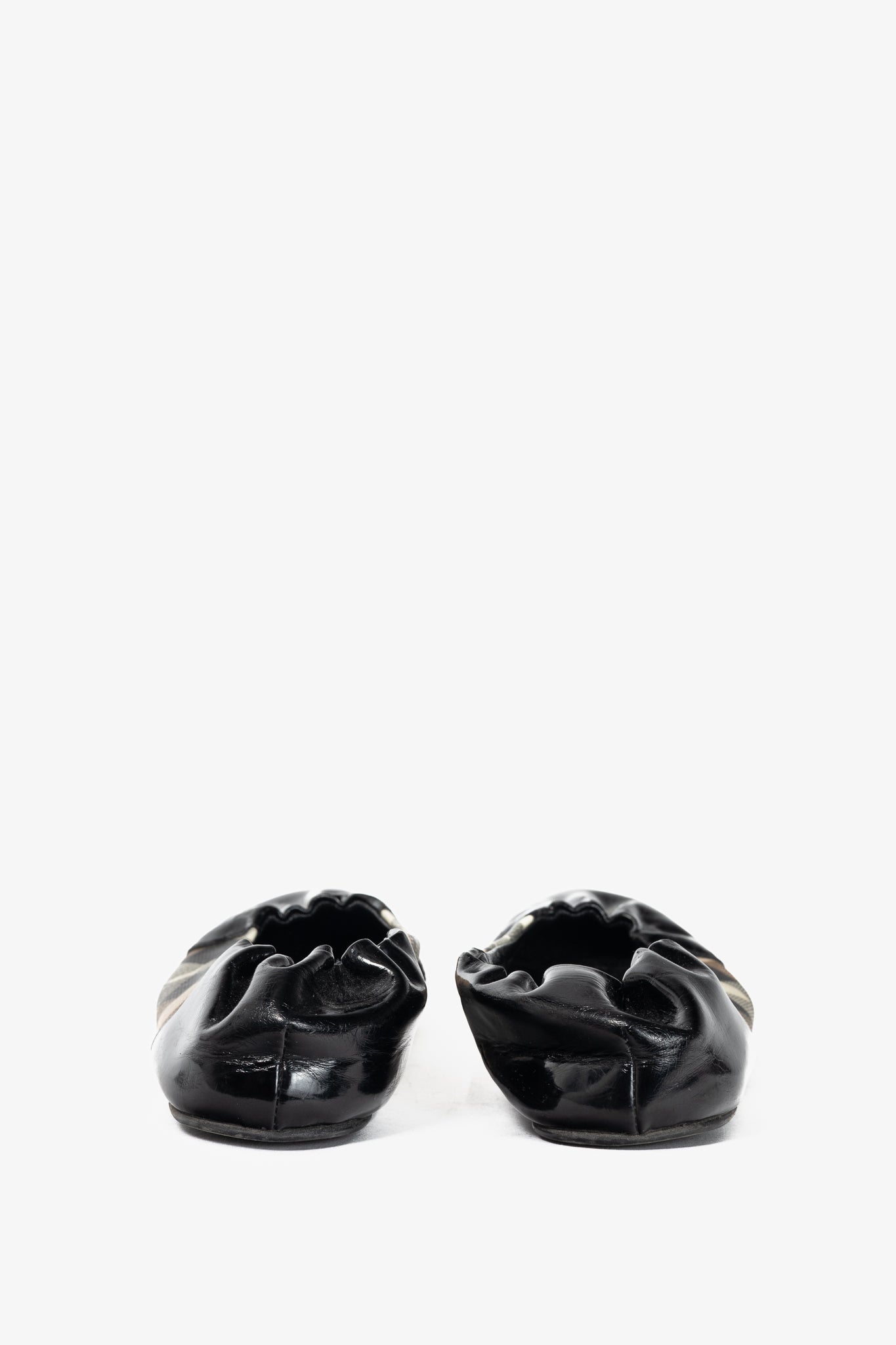Burberry Nova Soft Check Coated Canvas & Patent Leather Ballet Flats