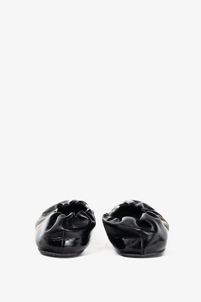 Burberry Nova Soft Check Coated Canvas & Patent Leather Ballet Flats