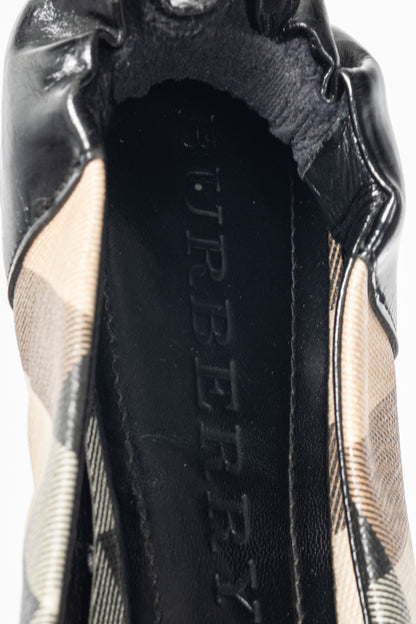 Burberry Nova Soft Check Coated Canvas & Patent Leather Ballet Flats