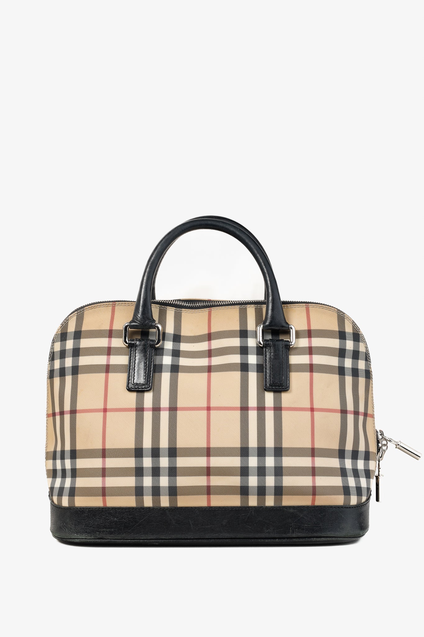 Burberry House Check Leather-Trim Domed Satchel