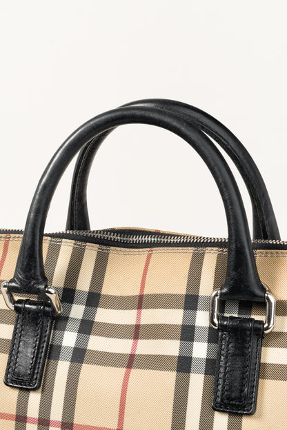 Burberry House Check Leather-Trim Domed Satchel