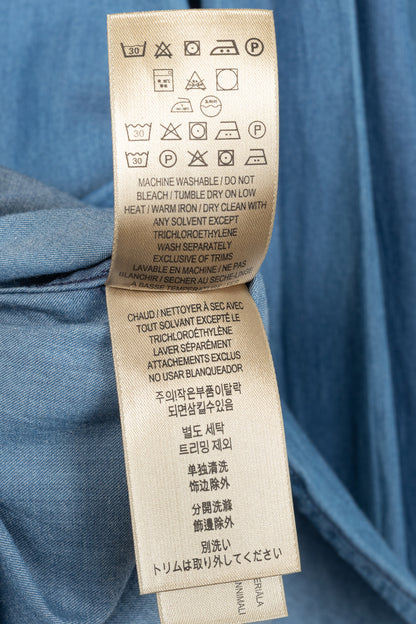 Burberry Blue Bib Front Cotton Chambray Shirt