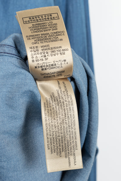Burberry Blue Bib Front Cotton Chambray Shirt