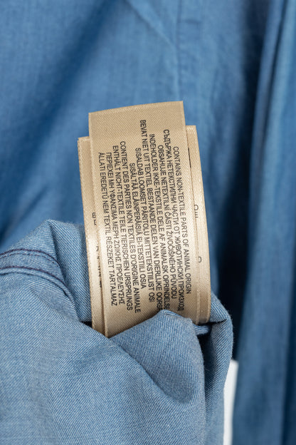 Burberry Blue Bib Front Cotton Chambray Shirt