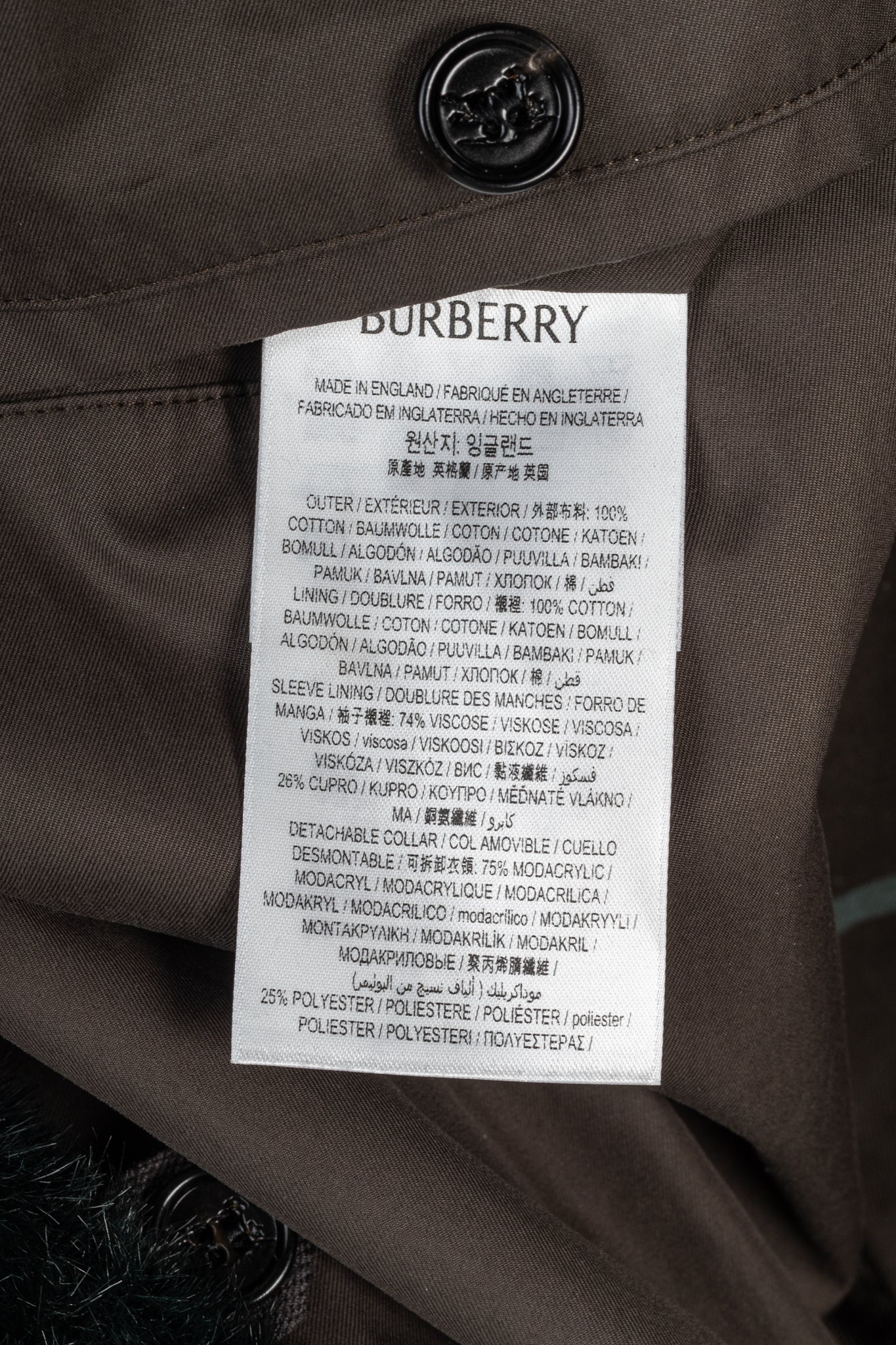 Burberry Kennington 'Otter' Cotton Fur-Trim Long Trench Coat