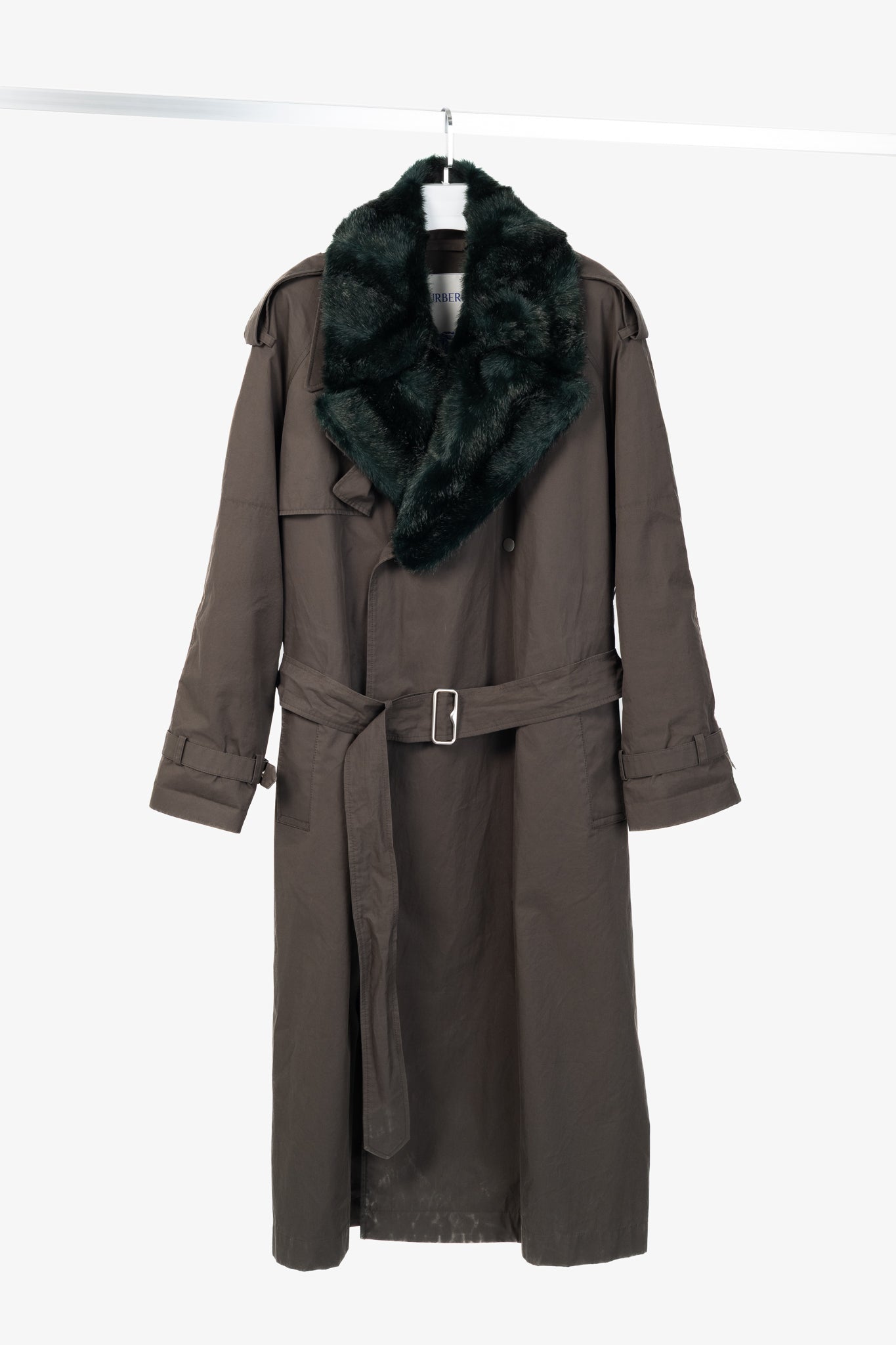 Burberry Kennington 'Otter' Cotton Fur-Trim Long Trench Coat