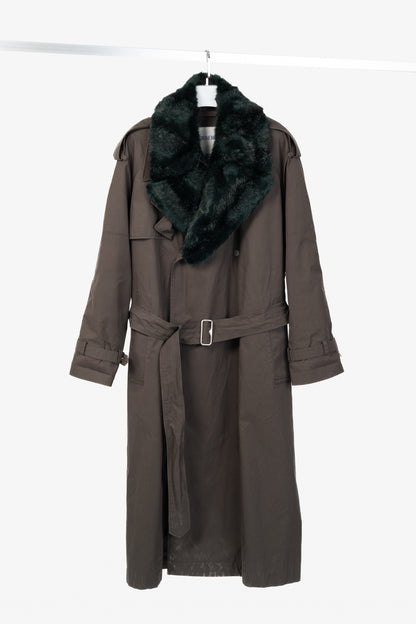 Burberry Kennington 'Otter' Cotton Fur-Trim Long Trench Coat