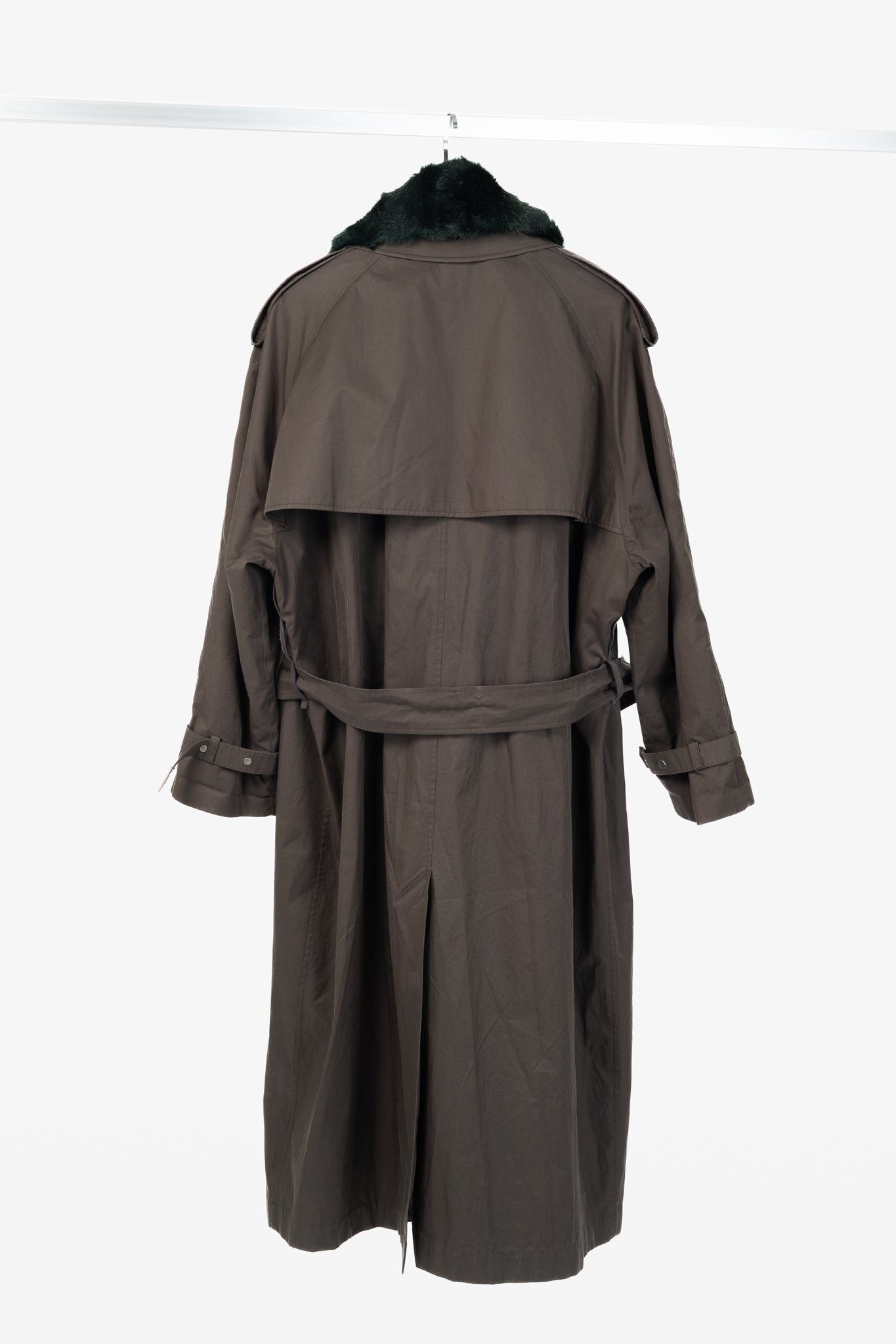 Burberry Kennington 'Otter' Cotton Fur-Trim Long Trench Coat