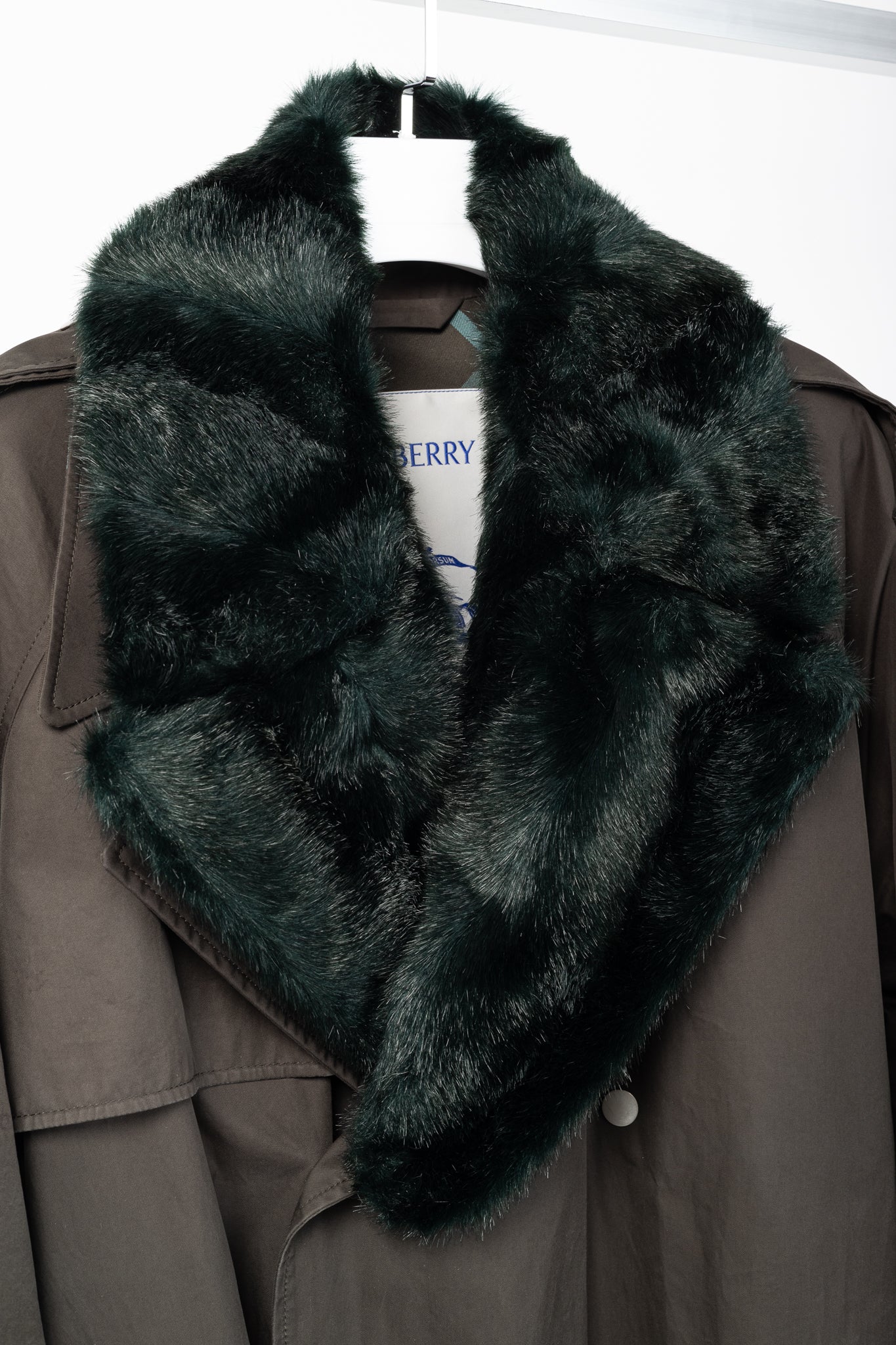 Burberry Kennington 'Otter' Cotton Fur-Trim Long Trench Coat