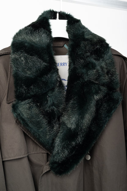 Burberry Kennington 'Otter' Cotton Fur-Trim Long Trench Coat