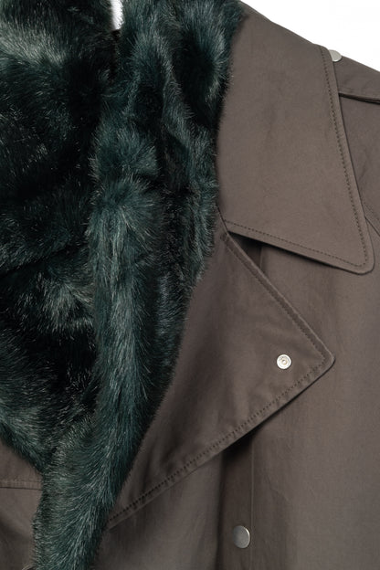 Burberry Kennington 'Otter' Cotton Fur-Trim Long Trench Coat
