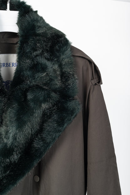 Burberry Kennington 'Otter' Cotton Fur-Trim Long Trench Coat