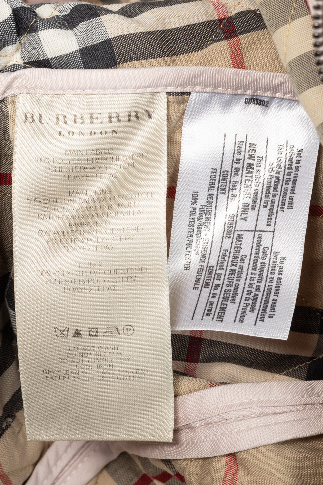 Burberry Pink Quilted Check-Trim Zip Jacket