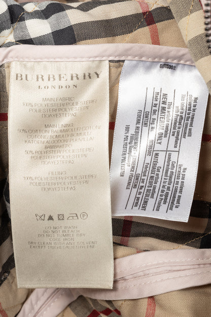 Burberry Pink Quilted Check-Trim Zip Jacket