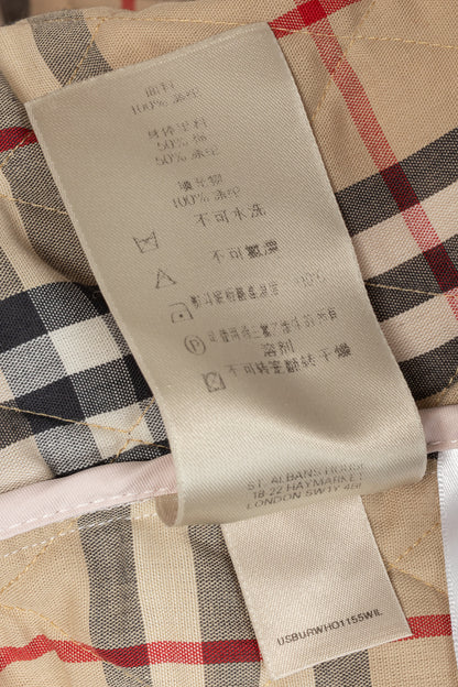 Burberry Pink Quilted Check-Trim Zip Jacket