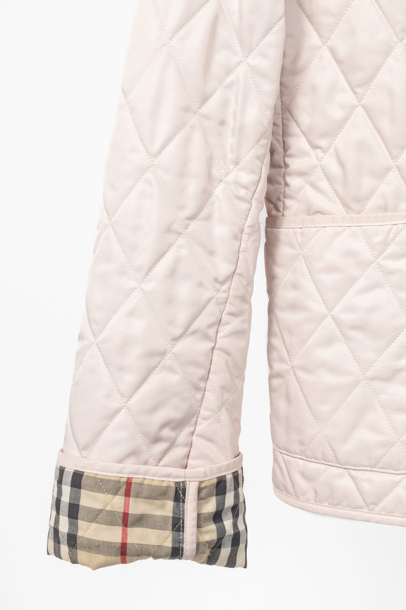 Burberry Pink Quilted Check-Trim Zip Jacket