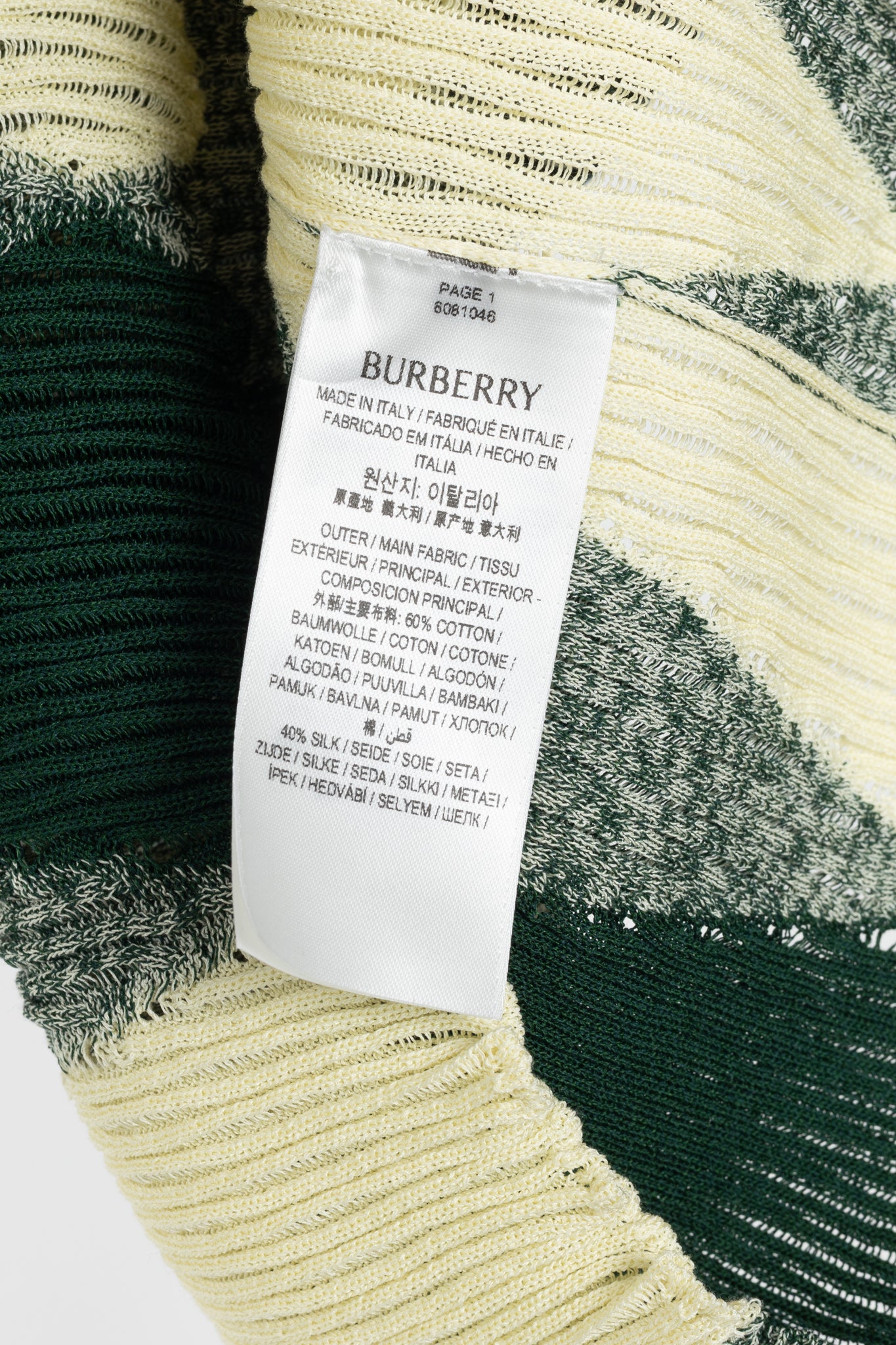Burberry SS24 Ivy Argyle Cotton & Silk Turtleneck Sweater