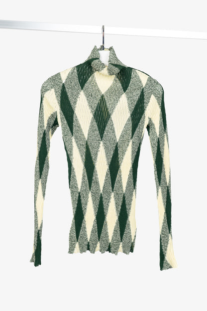 Burberry SS24 Ivy Argyle Cotton & Silk Turtleneck Sweater