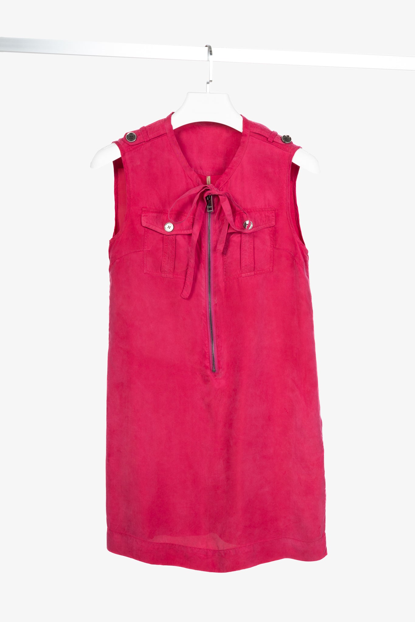 Burberry Pink Zip-Front Pocket Mini Dress