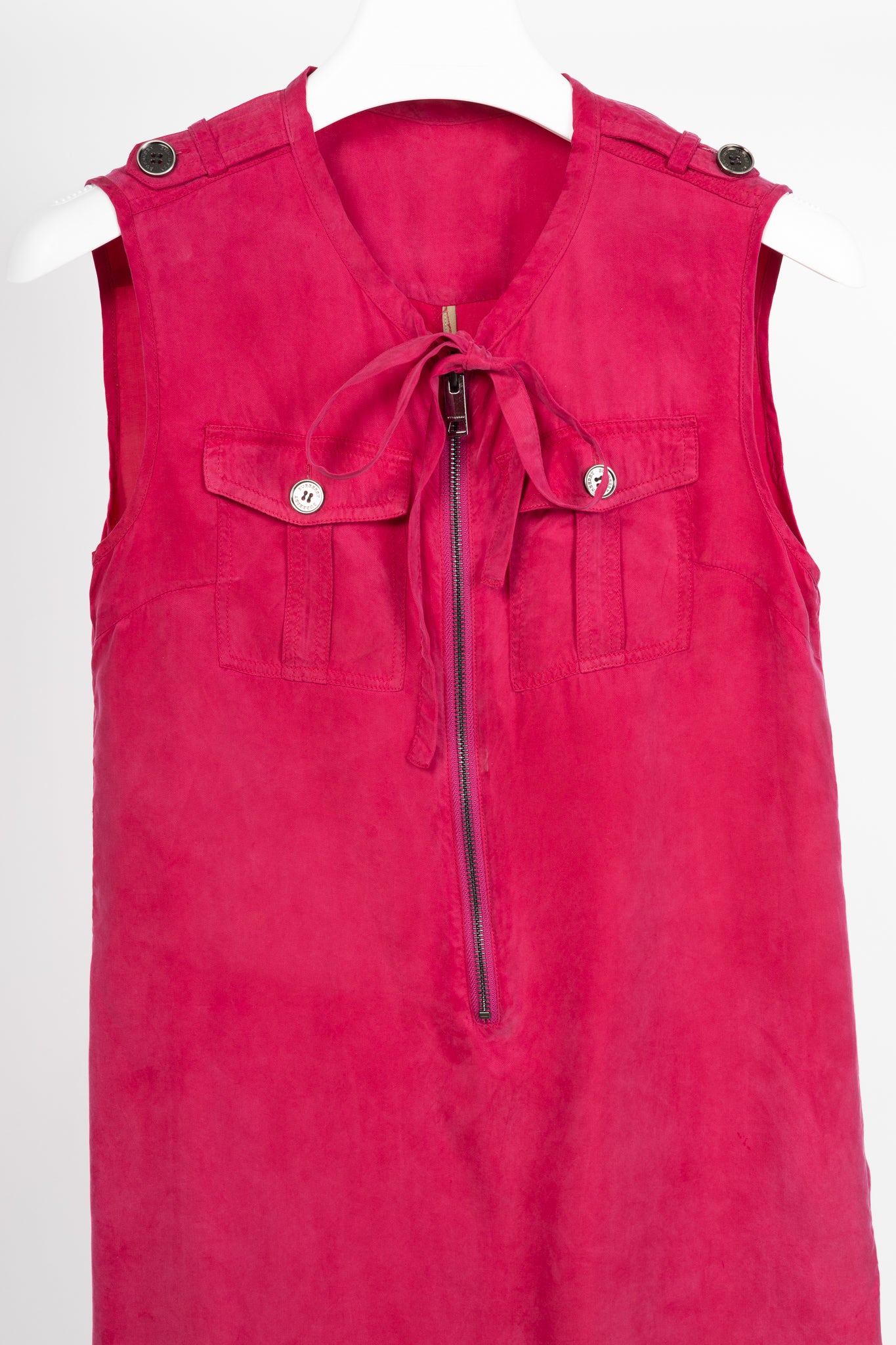 Burberry Pink Zip-Front Pocket Mini Dress