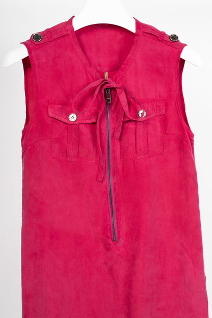 Burberry Pink Zip-Front Pocket Mini Dress