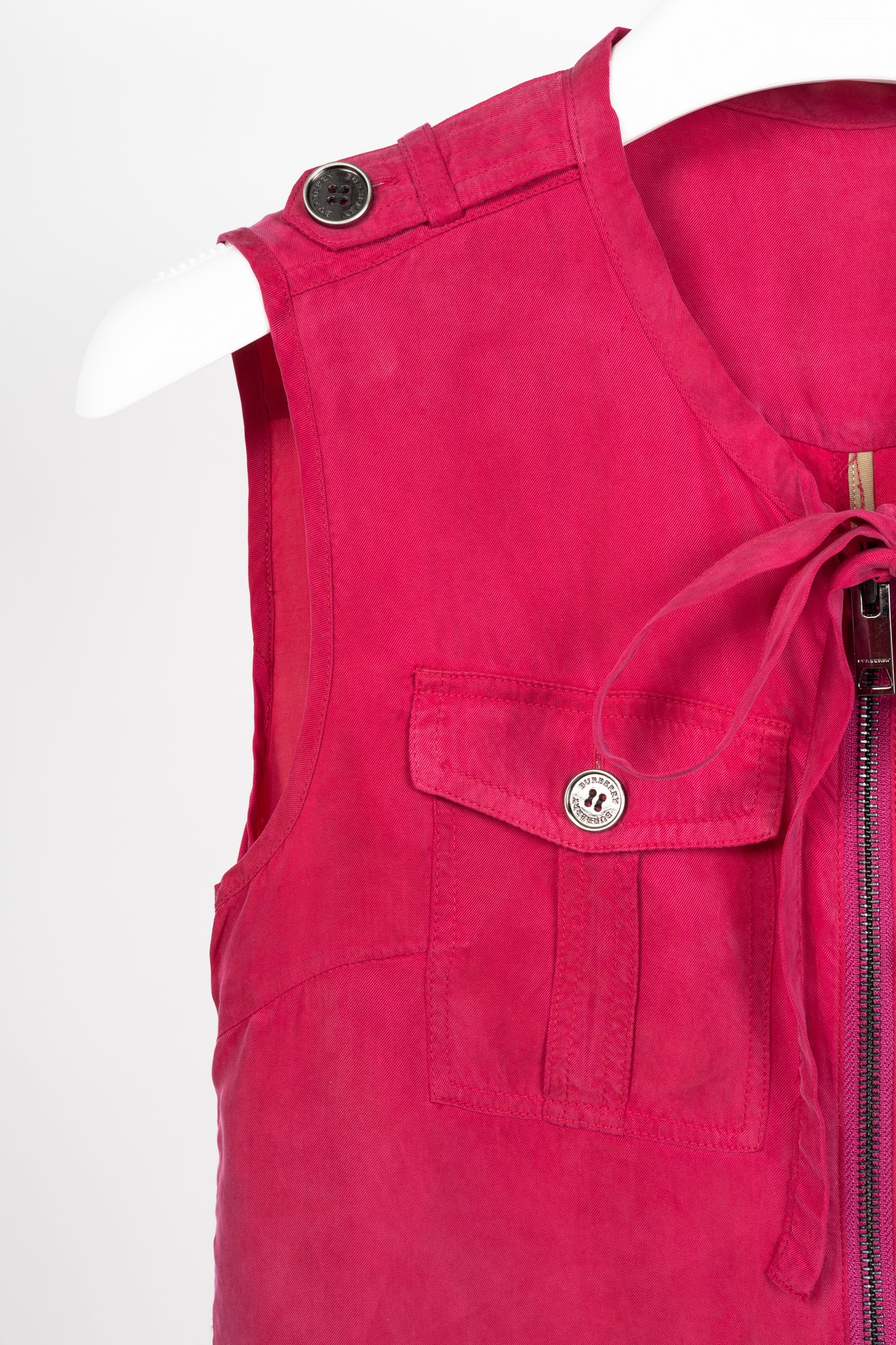 Burberry Pink Zip-Front Pocket Mini Dress