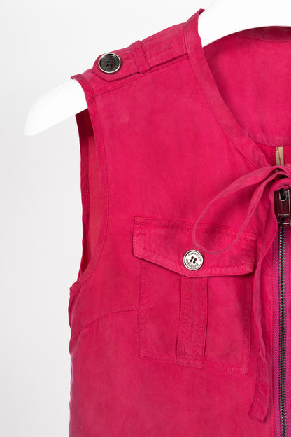 Burberry Pink Zip-Front Pocket Mini Dress