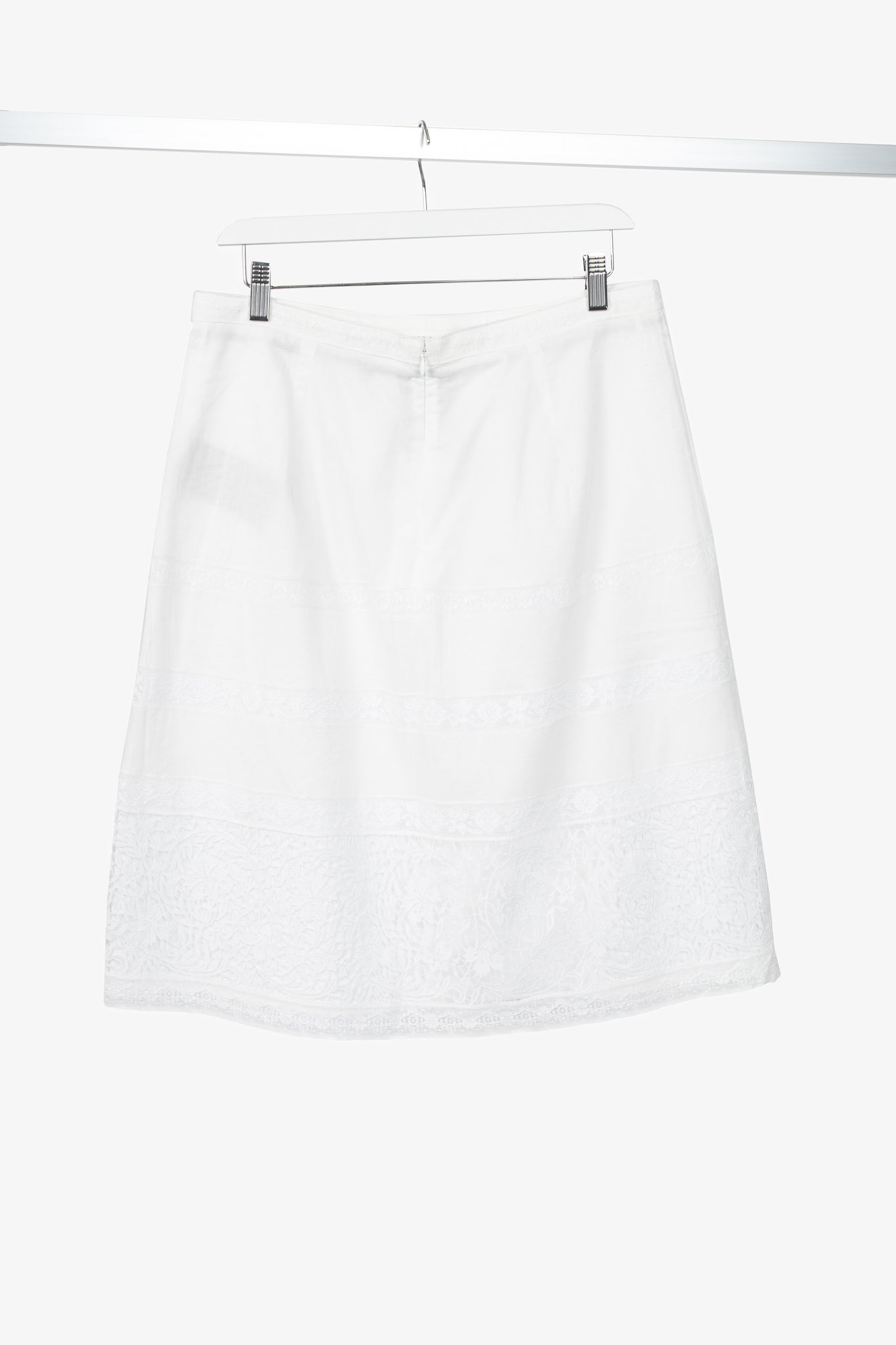 Burberry Drin White Cotton Lace A-Line Skirt