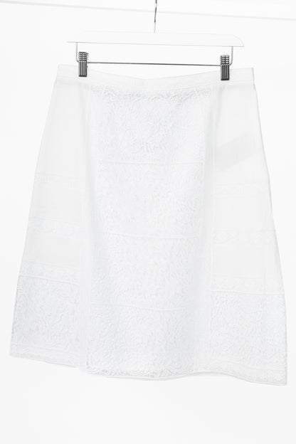 Burberry Drin White Cotton Lace A-Line Skirt