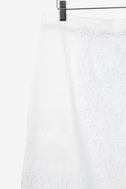 Burberry Drin White Cotton Lace A-Line Skirt