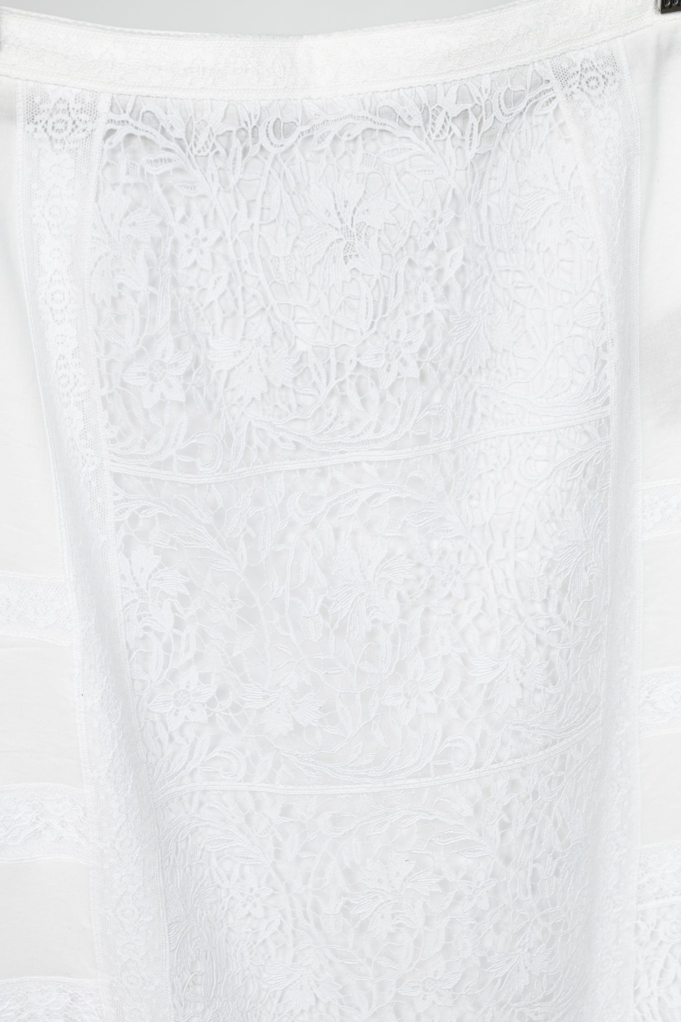 Burberry Drin White Cotton Lace A-Line Skirt