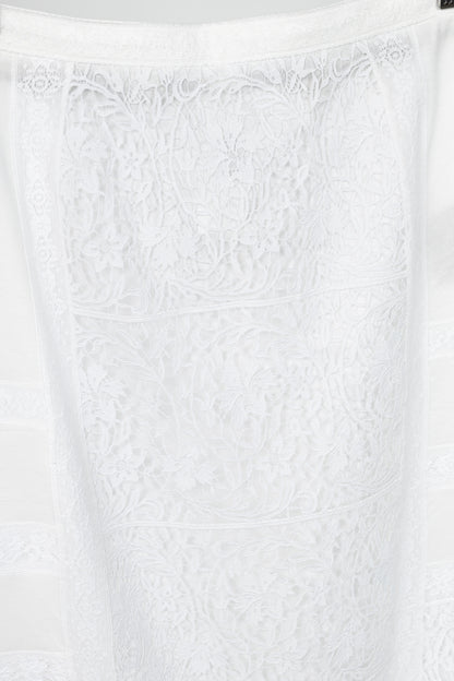 Burberry Drin White Cotton Lace A-Line Skirt