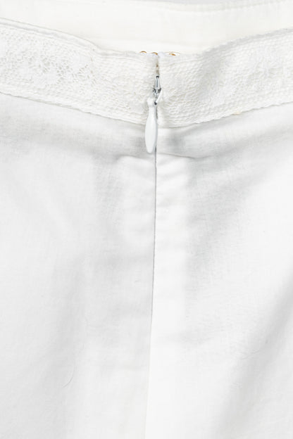 Burberry Drin White Cotton Lace A-Line Skirt
