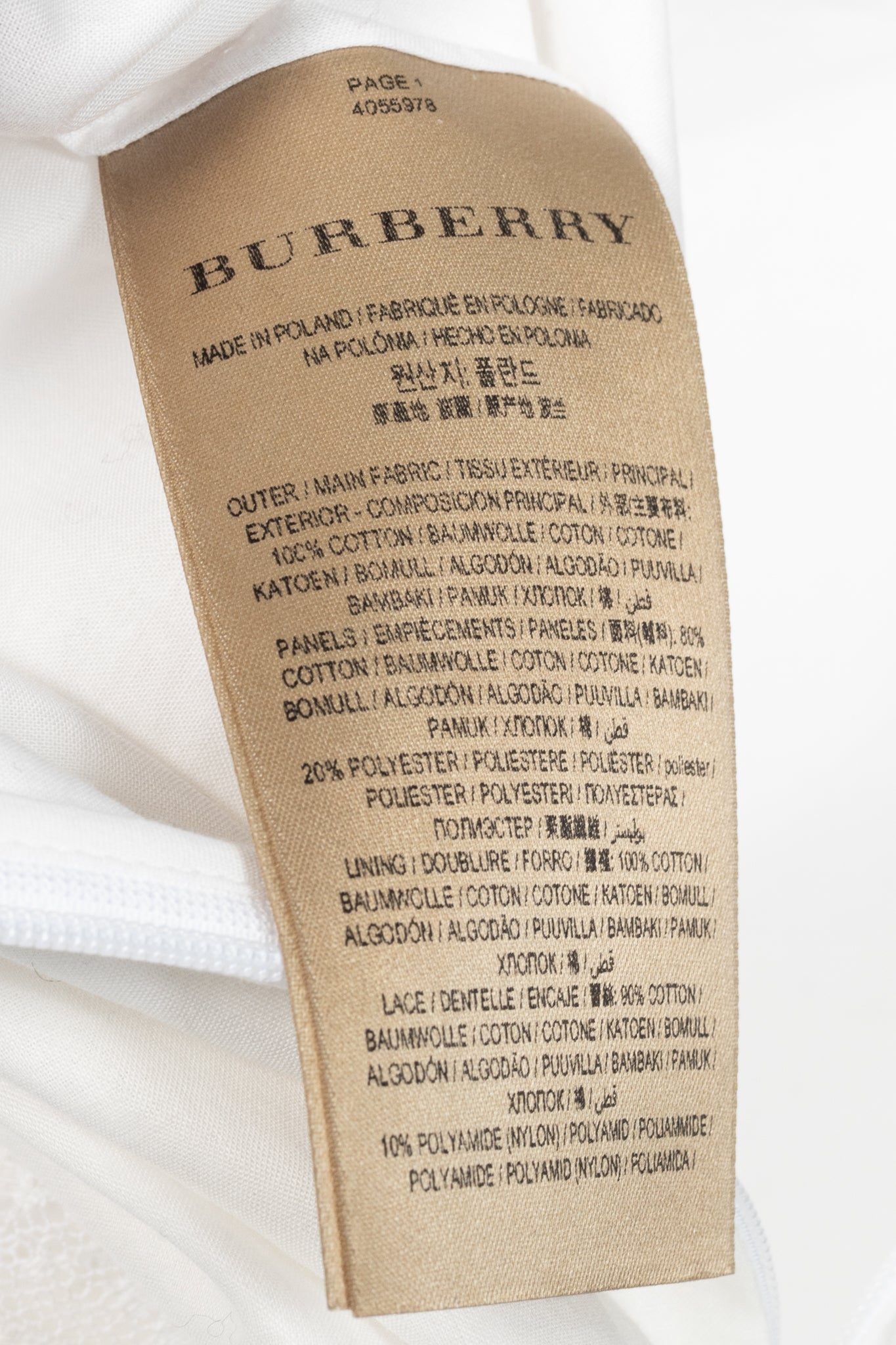 Burberry Drin White Cotton Lace A-Line Skirt