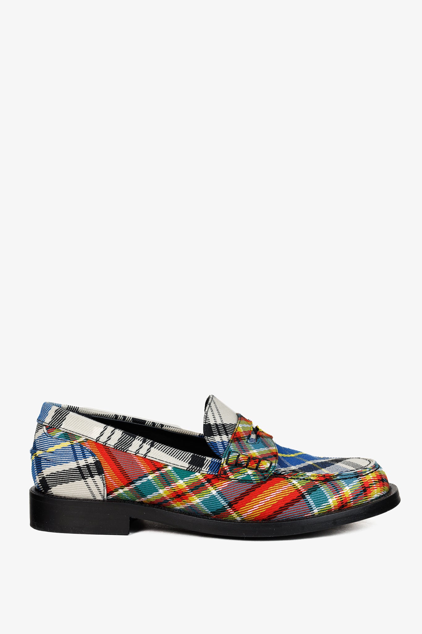 Burberry Bedmont Poppy Orange Tartan Flat Loafers