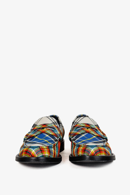 Burberry Bedmont Poppy Orange Tartan Flat Loafers