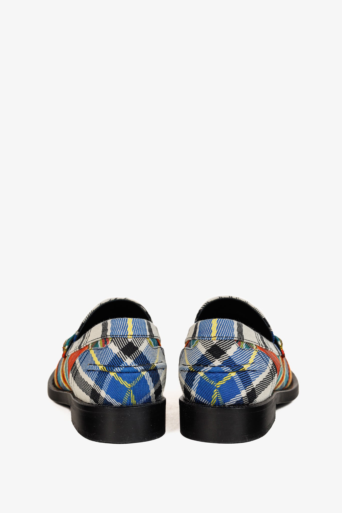 Burberry Bedmont Poppy Orange Tartan Flat Loafers