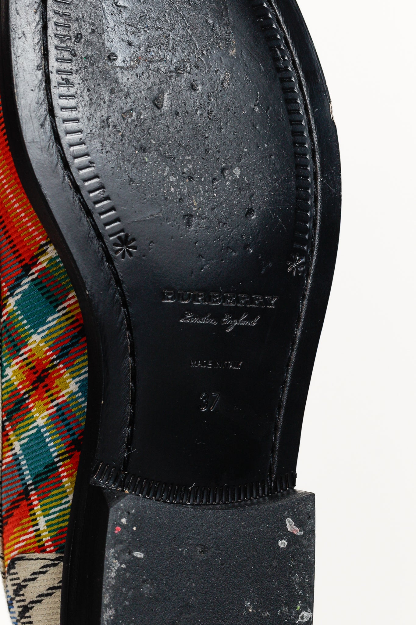 Burberry Bedmont Poppy Orange Tartan Flat Loafers