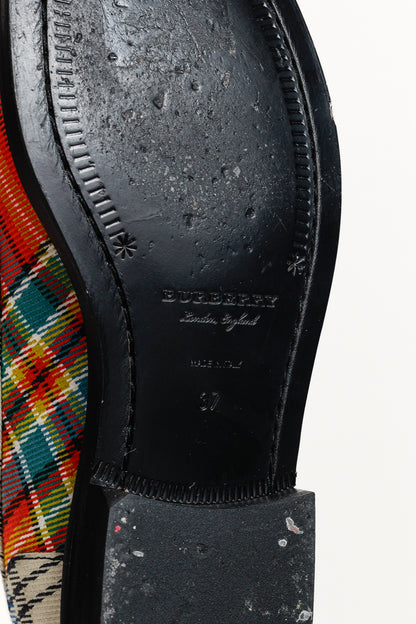 Burberry Bedmont Poppy Orange Tartan Flat Loafers