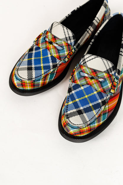 Burberry Bedmont Poppy Orange Tartan Flat Loafers